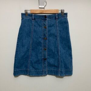 Chaps Denim Shore Wash Blue Cotton/Blend Button Down Jean Skirt Size 6P petite